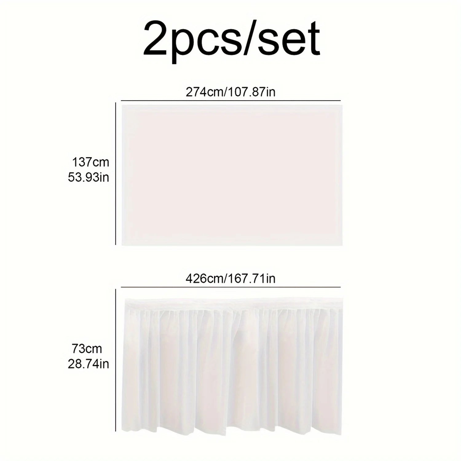 2pcs Tablecloth Set Disposable Solid Color Table Cover Table Skirts Rectangular Paper Table Covers With Long Skirting For Par