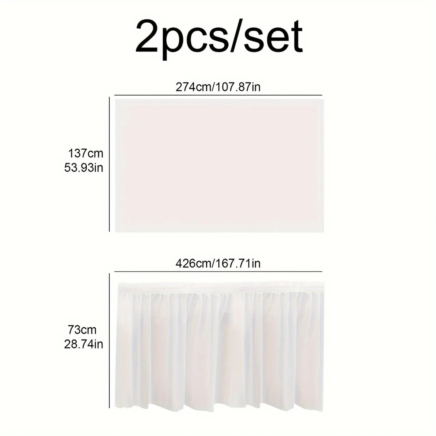 2pcs Tablecloth Set Disposable Solid Color Table Cover Table Skirts Rectangular Paper Table Covers With Long Skirting For Par