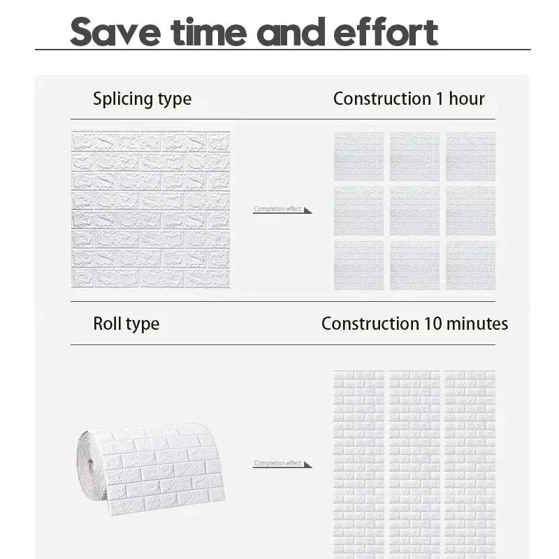 70cmx1/5/10m 3D Wallpaper Decoration Self-adhesive Antique Foam Brick Wallpaper Living Room Bedroom Waterproof 3d Wall Sticke