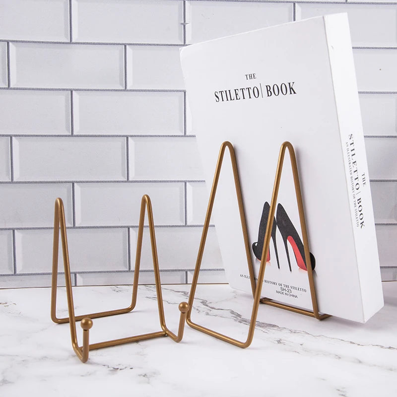 1pc Plate Display Stand Picture Easel Metal Plate Stands Holder Display Pictures Frame Photo Decorative Plate Dish Tabletop A