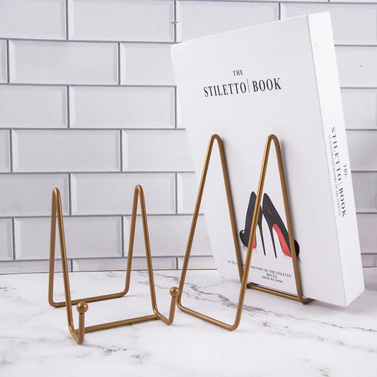 1pc Plate Display Stand Picture Easel Metal Plate Stands Holder Display Pictures Frame Photo Decorative Plate Dish Tabletop A