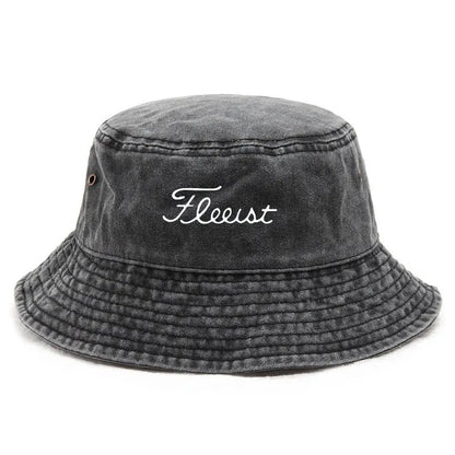 Vintage Washed Bucket Hat Fish Logo Sun Protection Outdoor Casual Hat for Men Women Bucket Hats