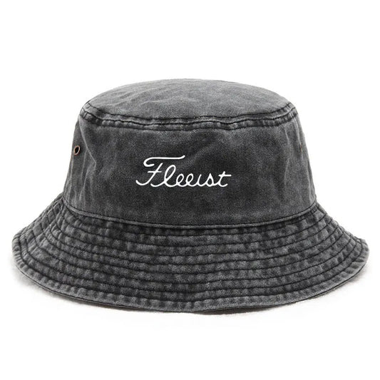 Vintage Washed Bucket Hat Fish Logo Sun Protection Outdoor Casual Hat for Men Women Bucket Hats
