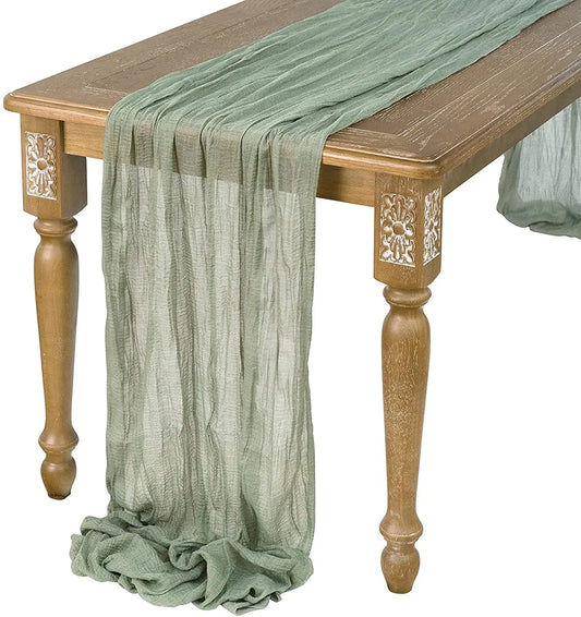 Semi-Sheer Gauze Table Runner Sage Cheesecloth Table Setting Dining Vintage Wedding Party Christmas Banquets Arches Cake Deco