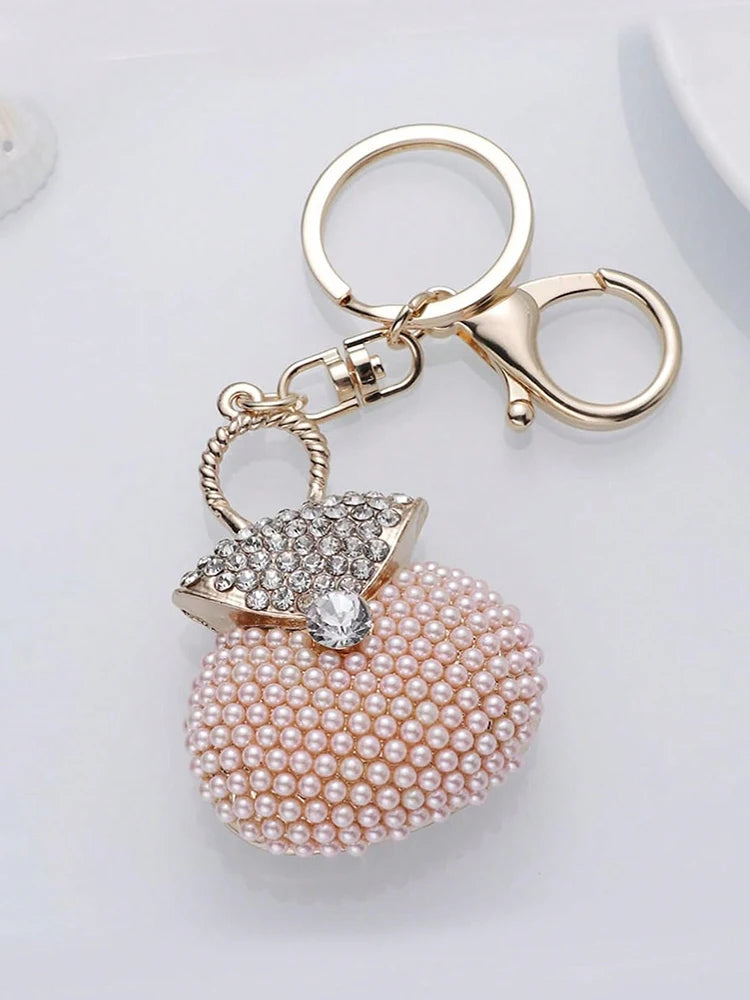 Korean Pearl Beads Diamond Studded Key Chain Advanced Exquisite Bag Pendant Holiday Gifts ﻿ ﻿ - style2