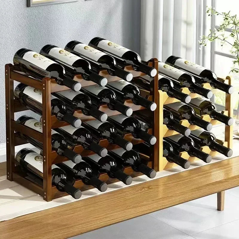 Red WineRack Decoration Household Grid Wine Display Rack Table Creative WineBottle rack Simple wine Cabinet Assemble StorageR