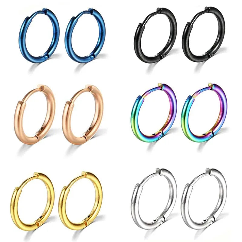1 Pair Stainless Steel Hoop Earrings Women Men Gold Color Small Earrings Girl Jewelry Pendientes Mujer Aretes Cartilage Pierc