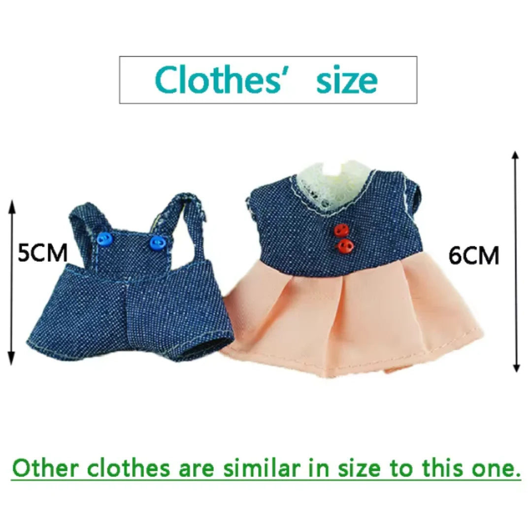 Dress Dollhouse Accessories 1:12 Forest Animal Family Clothes Fashion Daily Wear Casual Outfits Vest Shirt Skirt Pants for Do