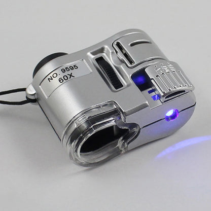 Portable 60X Handheld Magnifying Glass Mini Pocket Microscope Loupe Currency Detector Jeweler Magnifier With LED Light