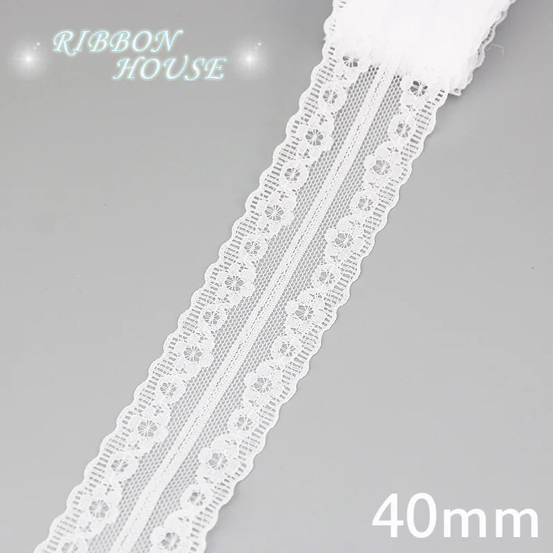 (5 yards/roll) white Lace fabric Webbing Decoration Lovely gift packing polyester Material - 44