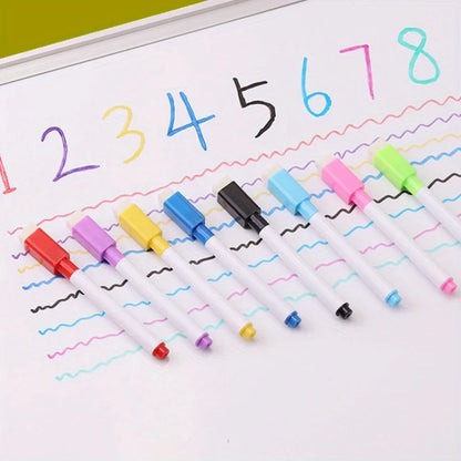 8-Color Dry Erase Whiteboard Markers with Magnetic Eraser, Suitable for Office Whiteboards, Calendars,Creative Holiday Gifts