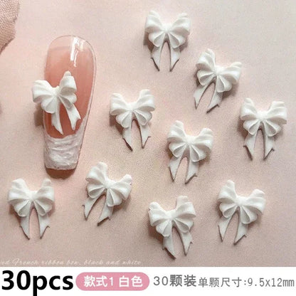 French Ribbons Colorful Resin Cute Bowknot Charm Leopard Print Bow Tie Nail Art Decorations Manicure Tools Accessories Wholes
