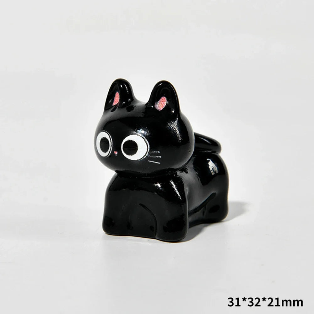 Estatueta de gatos de resina de desenho animado, mini gatinho, ornamentos para casa, criativo, desktop, carro, montado, - Sty