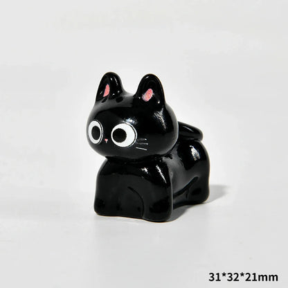 Estatueta de gatos de resina de desenho animado, mini gatinho, ornamentos para casa, criativo, desktop, carro, montado, - Sty