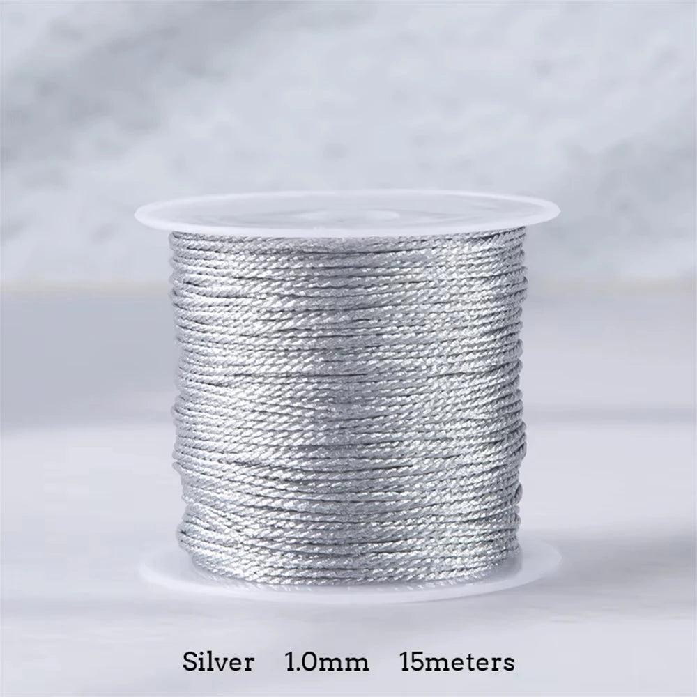 Gold/Silver Thread Macrame Cord Rope Bracelet Necklace Braided String For DIY Tassel Beading Shamballa String Supplies