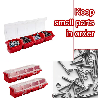 1Pc Plastic Screw Organizer Box with 4 Compartments Portable Tool Parts Storage Bin with Lid for Hardware Small Parts Display