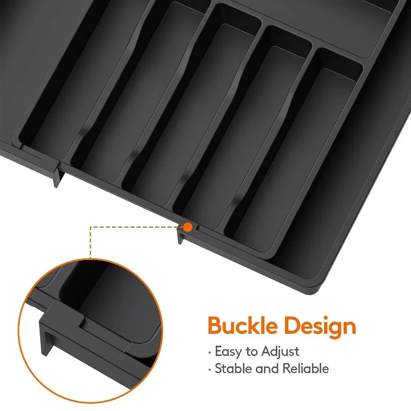 1Pcs Upgradation Adjustable Flatware Tableware Organizer – Plastic Multifunctional Drawer Organizer for Kitchen Counter Utens