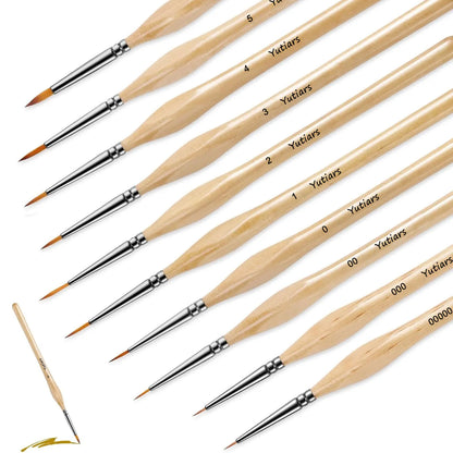 10/11pcs Miniature Paint Brushes, Detail Tip Paint Brushes Set With Ergonomic Handle - Suitable For Acrylic Painting, Oil, Wa
