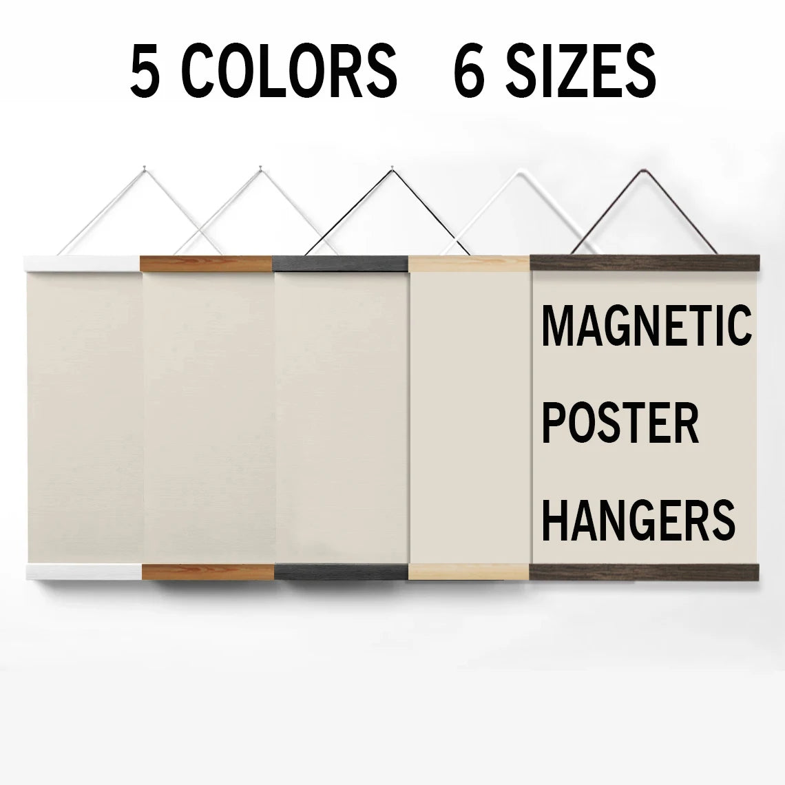 1PC Magnetic Wooden Poster Hanger Frames 5Colors Photos Wall Art Canvas Print Painting Teak Pine Wood Living Room Home Decor