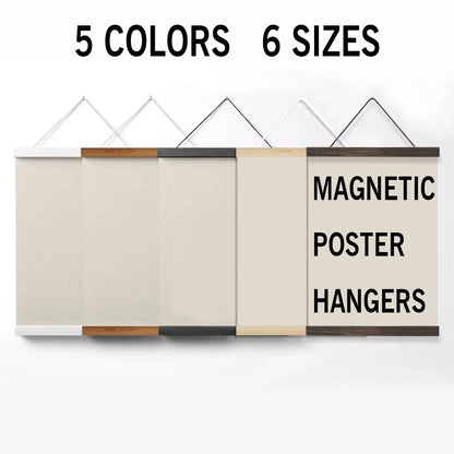 1PC Magnetic Wooden Poster Hanger Frames 5Colors Photos Wall Art Canvas Print Painting Teak Pine Wood Living Room Home Decor