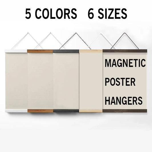 1PC Magnetic Wooden Poster Hanger Frames 5Colors Photos Wall Art Canvas Print Painting Teak Pine Wood Living Room Home Decor