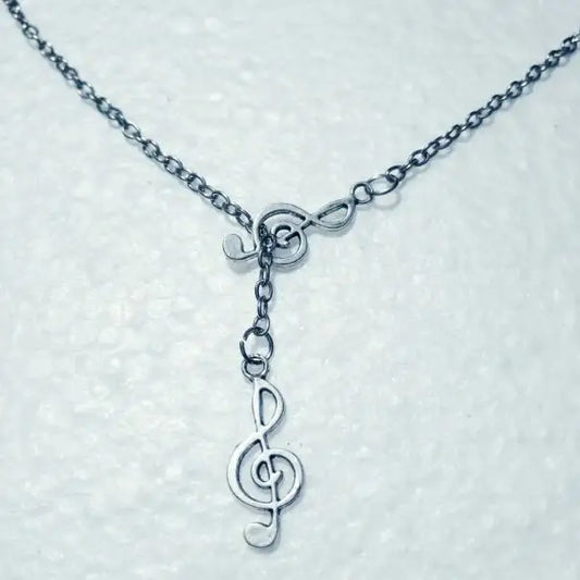 Fashion Double Notes / treble clef Pendant Adjustable Cross Lariat Necklace For Women Men Punk Goth Jewelry Gift