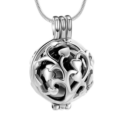 Cremation Locket Necklace Tree of Life Memorial Urn Jewelry For Ashes For Women Men Keepsake Pendant Necklace - Black