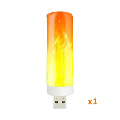5V USB LED Flame Effect Light Bulbs USB Flame Lamp Candle Bulb Flameless Night Light Flickering Fire Bulb for Home Party Deco