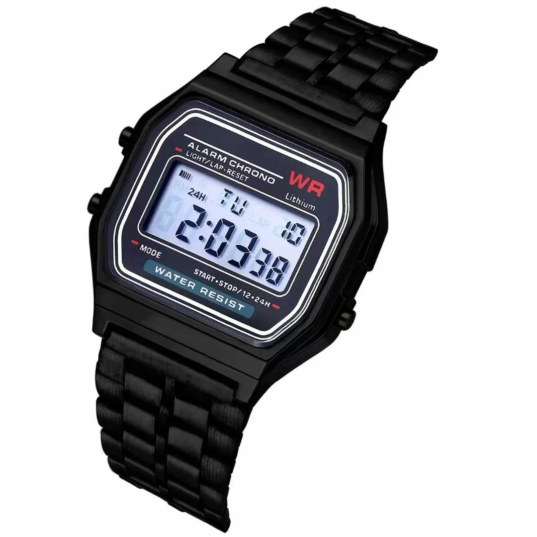 F91W Non-Waterproof Steel Band Watch For Women, Men, Business Clock, Multi-Functional LED Digital Sports Watch, Electronic Cl