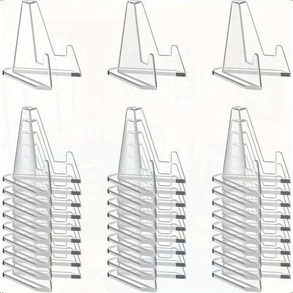 30PCS Acrylic Coin Display Stand Transparent Triangle Business Cards Photos Small Plates Shells Showing Holder For Household 