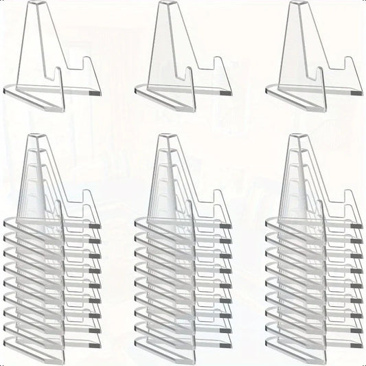 30PCS Acrylic Coin Display Stand Transparent Triangle Business Cards Photos Small Plates Shells Showing Holder For Household
