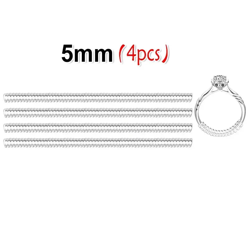 12pcs/Set Ring Size Reducer Tools Spiral Spring Based Rings Adjust Invisible Transparent Tightener Resizing Tool Jewelry Guar