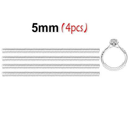 12pcs/Set Ring Size Reducer Tools Spiral Spring Based Rings Adjust Invisible Transparent Tightener Resizing Tool Jewelry Guar
