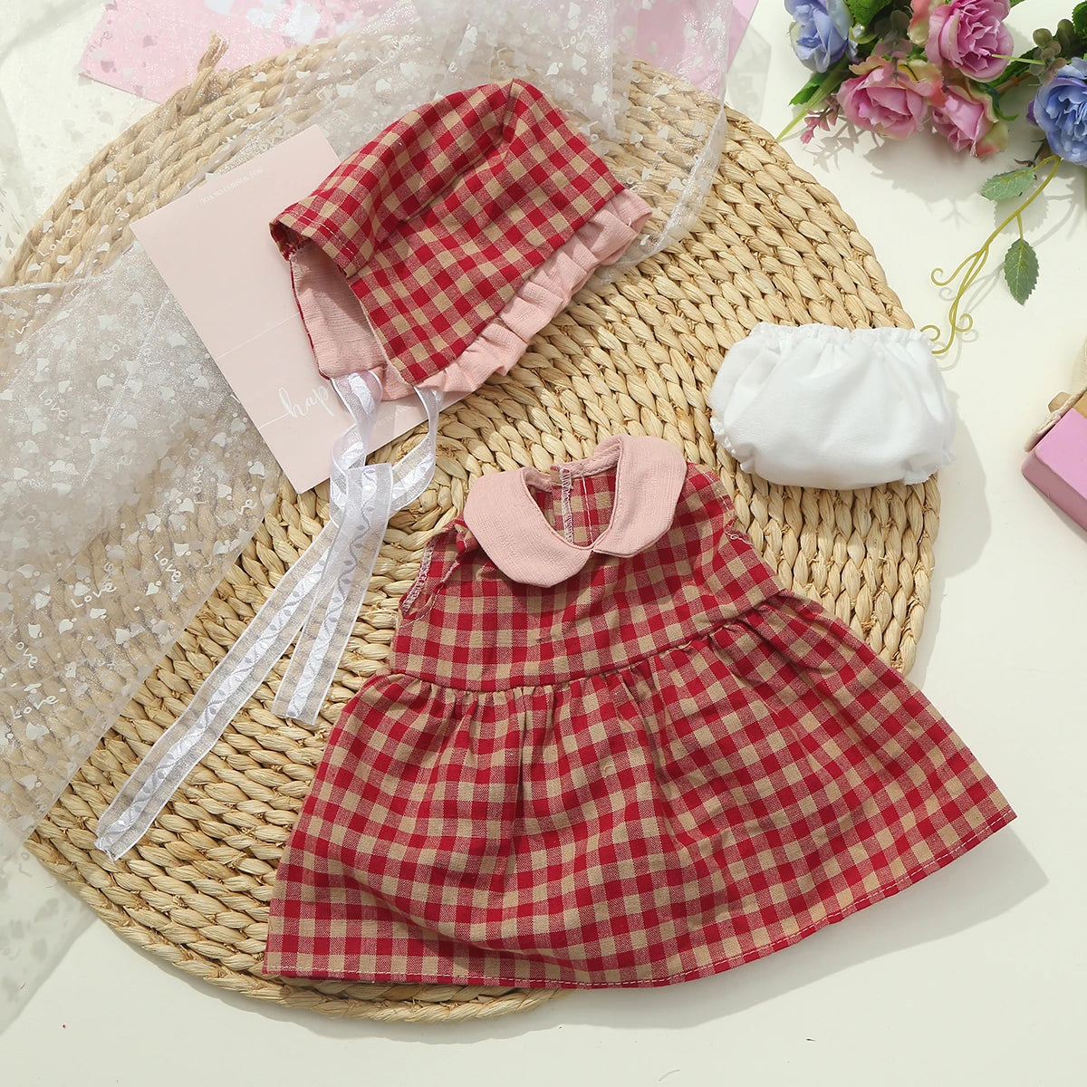 Dolls Clothes for 45cm Baby Dolls DIY Doll Accessories for 45cm Dolls Sweater Jumpsuite Clothes for Reborn Baby Dolls - red l