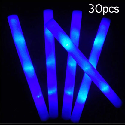 15/30Pcs LED Glow Sticks Bulk Colorful RGB Glow Foam Stick Cheer Tube Dark Light for Xmas Birthday Wedding Party Supplies - 3