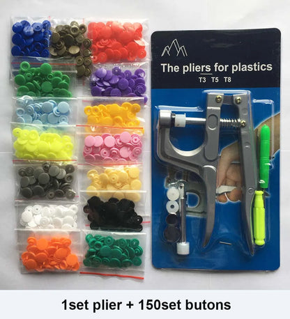 T5 Resin Snap Buttons Set Snaps U Shape Fastener Snap Pliers Buttons Kit Snaps Cloth Buttons DIY Sewing Machine Crafting Tool