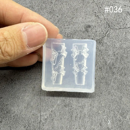 New Transparent Nailart Mold 3D Carving Rose Flower Silicone Template with Box Tulip Bow Nail Art Molds Nail Decoration - H