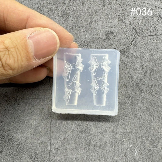 New Transparent Nailart Mold 3D Carving Rose Flower Silicone Template with Box Tulip Bow Nail Art Molds Nail Decoration