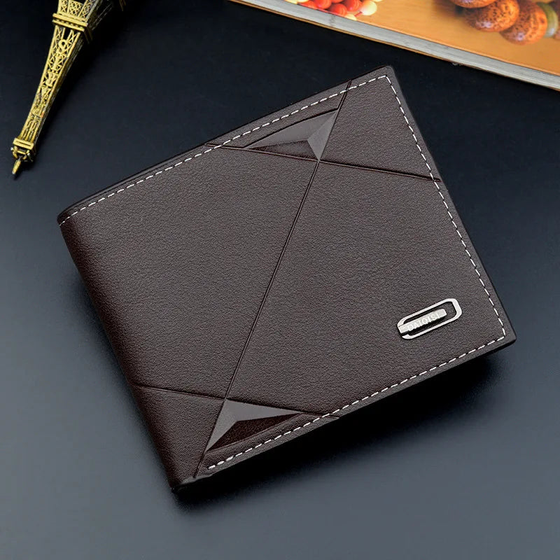 Men Short Bifold Faux Leather Masculina Billetera Credit ID Card Holder Wallet Billfold Purse Clutch Solid Hombre Business Sl