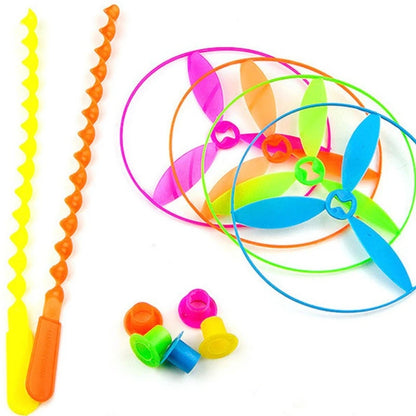 20set/bag Colorful Bamboo Dragonfly Plastic Hand Push Flying Toys Kids Birthday Party Favors Guests Treat School Goodie Fille