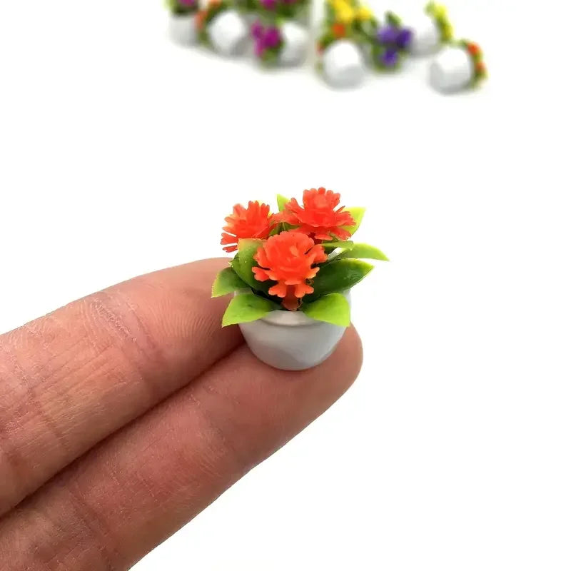 5pcs Mini Flower Pot Decorations Dollhouses Vibrant Artificial Flowers Home Decor Car Mini Flower Pots Holiday Gifts Party Fa