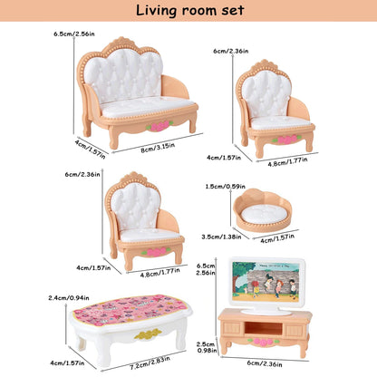 Miniature Dollhouse Furniture Kitchen Living Room Bedroom Bathroom Doll House Furniture Pretend Play Dollhouse Miniatures - L