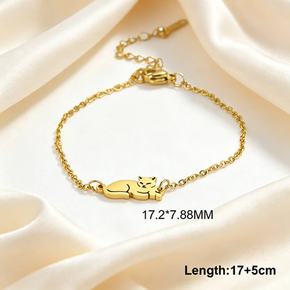Cute Dachshund Dog Stainless Steel Bracelet for Women's Valentine's Day Commemorative Day Jewelry and Gift - Gold color J