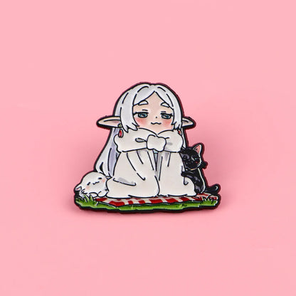 Frieren Anime Girl Enamel Pin Manga Badges on Backpack Women's Brooches Hat Lapel Pins Cosplay Accessories Fans Gifts