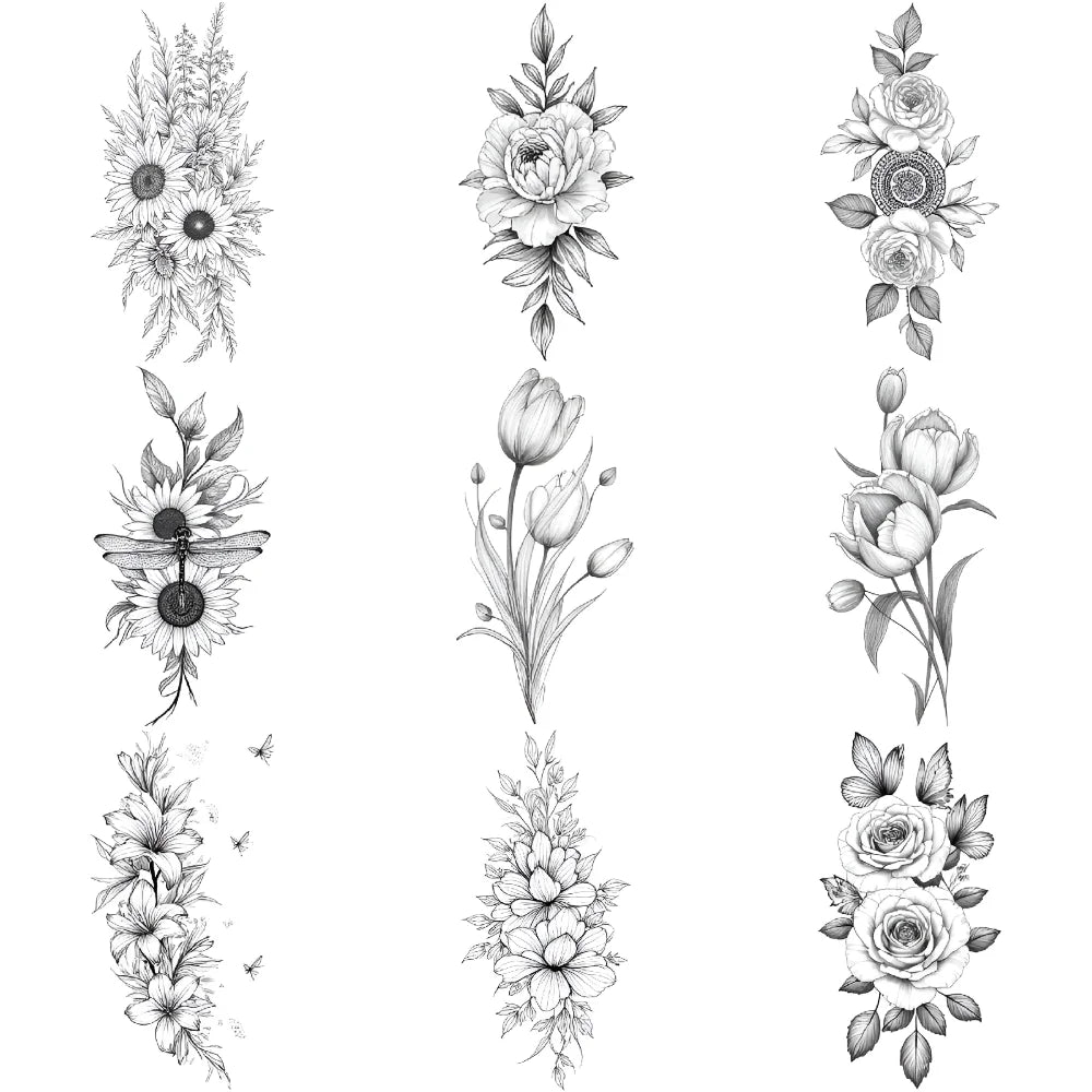 Tattoo Stickers English Word Waterproof Long Lasting Realistic Transfer Temporary Black Letters Feather Body Art For Men Wome