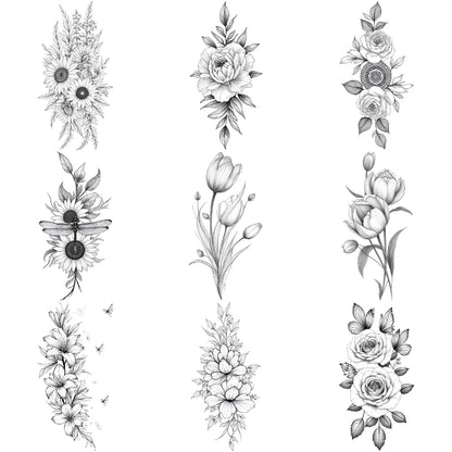 Tattoo Stickers English Word Waterproof Long Lasting Realistic Transfer Temporary Black Letters Feather Body Art For Men Wome