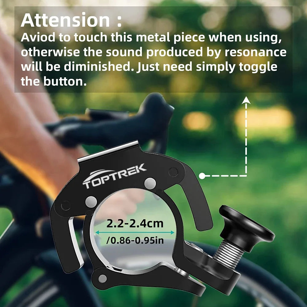 Toptrek Stainless Bicycle Bell Ring MTB Cycling Horn Bike Handlebar Bell Crisp Sound Horn for Bicycle Safety Bike Accessories
