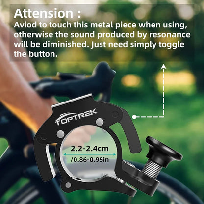 Toptrek Stainless Bicycle Bell Ring MTB Cycling Horn Bike Handlebar Bell Crisp Sound Horn for Bicycle Safety Bike Accessories