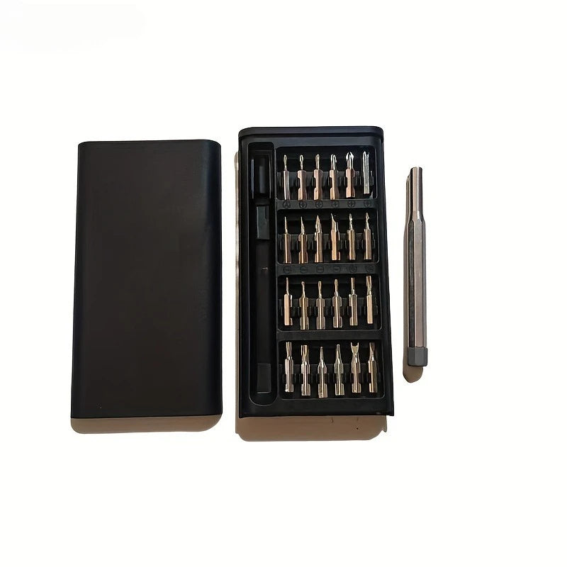 25 in 1 mini screwdriver set, flat head and cross shaped small screwdrivers, suitable for electronic products - black