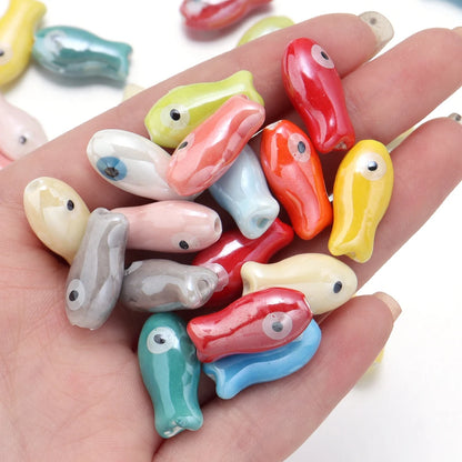 10pcs/lot Retro Small Fish Ceramic Beads Cute Porcelain Loose Spacer Beads For DIY Jewelry Making Necklace Bracelets Accessor